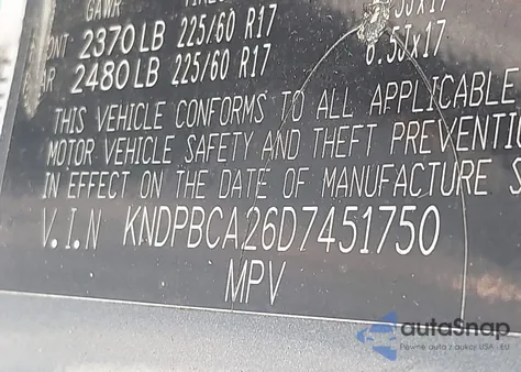 2013 Kia Sportage Lx z USA, uszkodzony, nr VIN KNDPBCA26D7451750